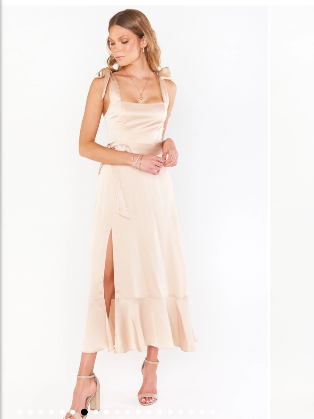 Show Me Your Mumu Claire Midi Dress in Champagne Size M
